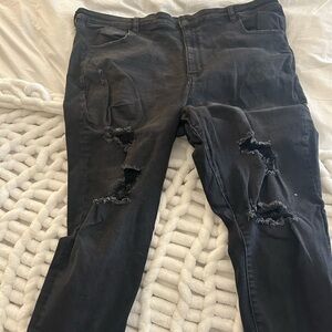 Black Distressed AE Jeans